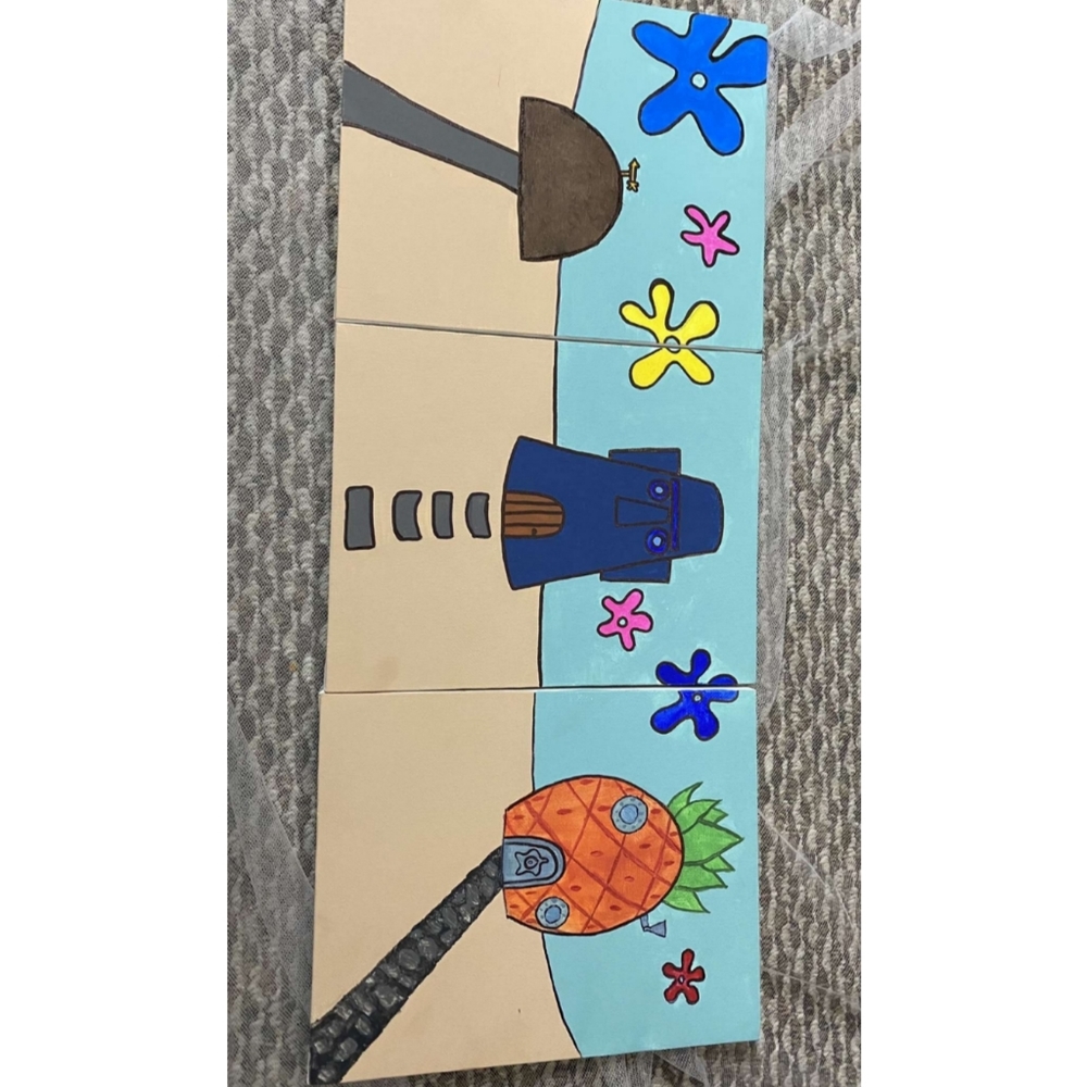 Spongebob, Squidward, Patrick 3 part house paintin